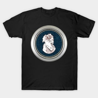 Cameo Bust Skull Mask On Blue T-Shirt